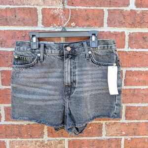 BDG Washed Black High-Rise Cutoff Denim Shorts